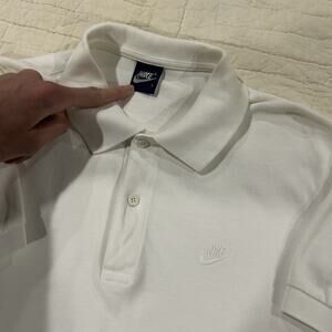 Vintage Nike Short Sleeve Golf Polo White Logo 80s Cotton Size Large